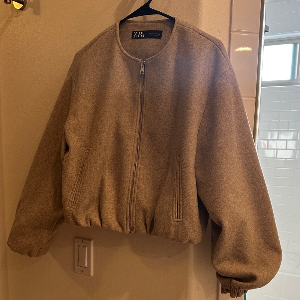 Zara Taupe Bomber Jacket